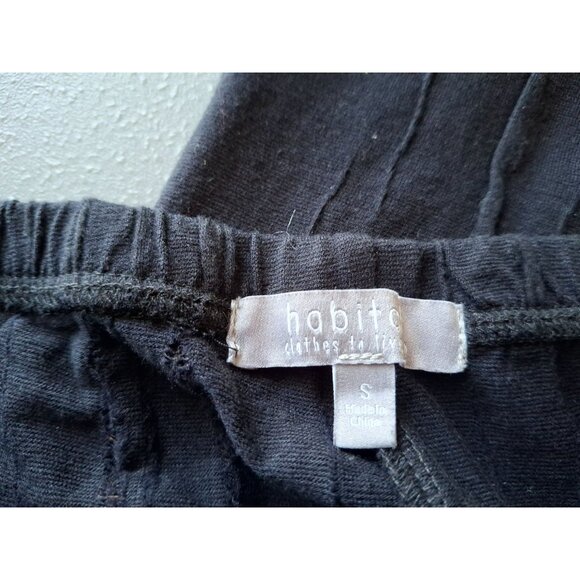 Habits Elastic Waist Textured Wide Leg Pants Womens Small Black - Picture 5 of 10